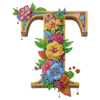 비엠디자인 분위기있는 알파벳 보석십자수 25 x 25 cm, 글자 T, 1개