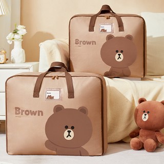 LINE FRIENDS 大容量多功能萬用棉被衣物收納袋, 棕色, 1組