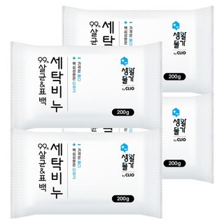 생활물가 살균 99% 표백 세탁비누, 200g, 4개