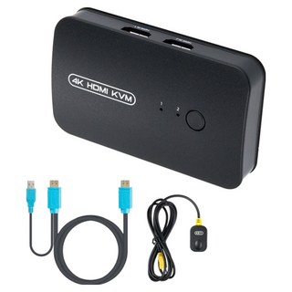 와이텍 2포트 HDMI KVM 스위치 선택기 USB 3포트 전용케이블 + 유선리모컨 세트, 1세트, YT-KVM21HDA