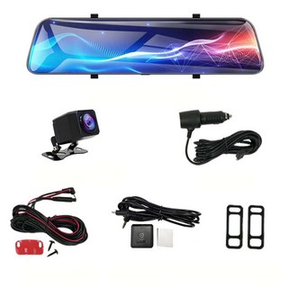 領先者 2K高清流媒體 全螢幕觸控後視鏡行車記錄器 ES-30 PRO 12吋, 主機 + 車充線 + 後鏡頭線 + 後鏡頭 + GPS天線 + 綁帶