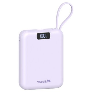 밸류엠 PD 고속충전 케이블 일체형 미니 보조배터리 10000mAh 22.5W C타입, 퍼플, VM-B2PA10MNCP