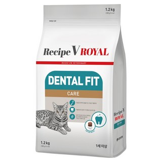 유한양행 레시피브이로얄 고양이 덴탈 핏 케어 기능성사료, 1.2kg, 1개, 구강/치석관리+헤어볼