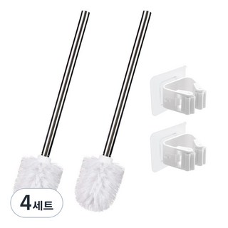 무식이네 쓱싹 스테인리스 변기솔 + 후크 홀더 세트, 화이트, 4세트