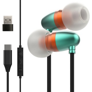 맥스틸 서라운드 7.1 노이즈캔슬링 마이크 C타입 유선 게이밍 이어폰 + USB 변환 젠더 세트, GM-AZEL3ENC, 민트