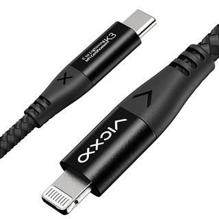 VICXXO 防斷線 MFi 認證 Cto Lightning PD iPhone 快充線, 黑色, 2m