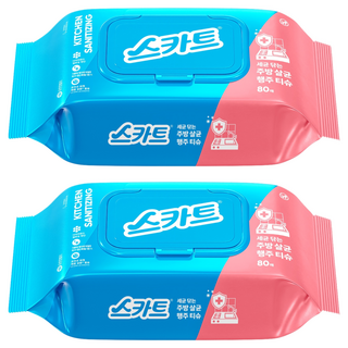 스카트 세균 닦는 주방살균 행주티슈, 80개, 2세트