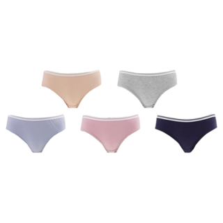 BASE ALPHA ESSENTIALS 女款柔軟棉質中低腰內褲 Set 5件, 最佳價值, 優質品質, S, 膚色 + 灰色 + 薰衣草紫 + 粉色 + 海軍藍