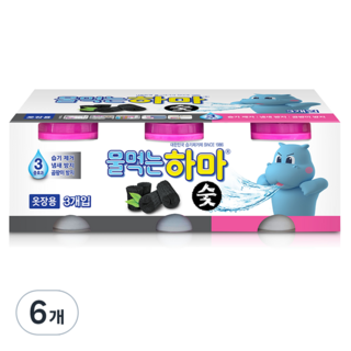 물먹는하마 참숯 제습제 본품, 280g, 6개
