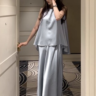 비비에모 엘리나 러플 민소매 롱스커트 투피스 세트