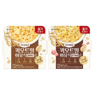아이배냇 유아용 퀵 오트밀 이유식 중기 플레인 170g + 닭가슴살 170g, 1세트