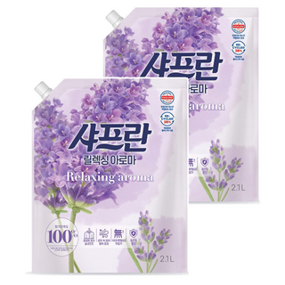 샤프란 실내건조 섬유유연제 릴렉싱 아로마 리필, 2.1L, 2개