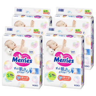 Merries 妙而舒 金緻柔點透氣黏貼型尿布 S 4-8公斤 70枚x4包/箱, 280片