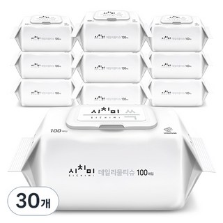 시치미 쓱 물티슈 캡형, 50g, 100매, 30개