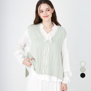 ELLE PARIS 루즈핏 펀칭 니트 조끼