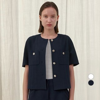 아틀리에나인 여성용 래글런 트위드 셋업 슬림핏 반소매 자켓 JK-2939