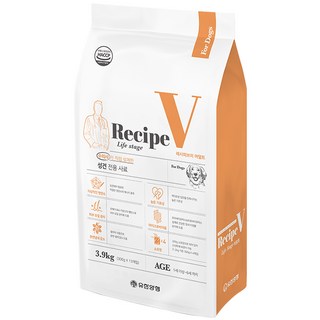 레시피브이 강아지 처방식 사료, 어덜트, 4kg, 1개