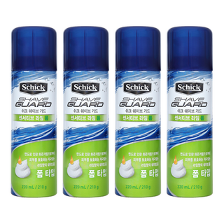 쉬크 쉐이브가드 센서티브 라임 쉐이빙 폼, 220ml, 210g, 4개