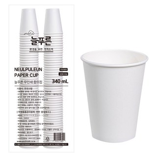 neulpuleun 무인쇄 종이컵 340ml, 1개, 100개입