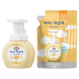 아이깨끗해 항균 폼 핸드솝 순 보송보송 파우더향 용기 250ml 2p + 리필 200ml 3p, 1세트