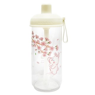 LocknLock 樂扣樂扣 嚼對搖搖吸管杯, 樱花兔白, 700ml, 1個
