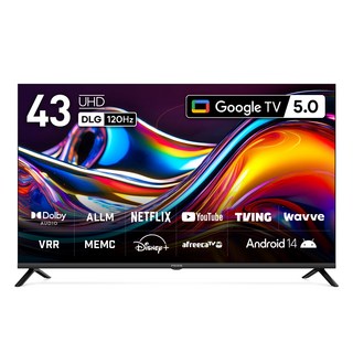 프리즘코리아 4K UHD 구글 5.0 DLG 120Hz AI 스마트 TV, 109cm(43인치), CP43G5, 스탠드형, 고객직접설치