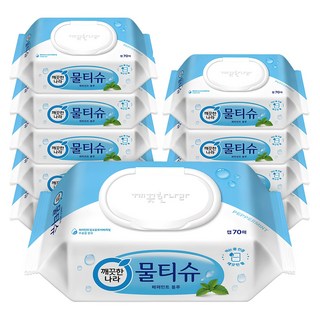 깨끗한나라 페퍼민트 물티슈 캡형, 45g, 70개입, 10개