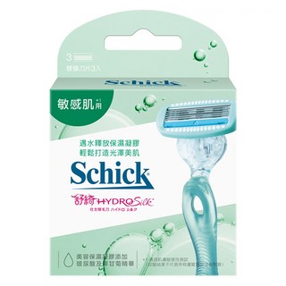 Schick 舒適牌 仕女除毛刀片 敏感肌 Set, 遇水釋放美容保濕凝膠, 曲線感應五刀片, 3入, 1盒