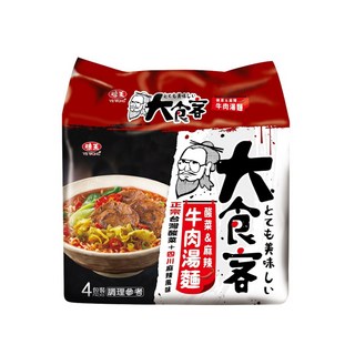 味王 大食客 酸菜麻辣牛肉湯麵 93g, 4包