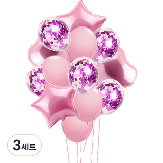 파티복닷컴 풍선모음 14p 파티세트, 핑크, 3세트