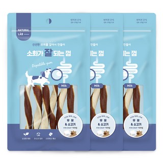 내츄럴랩 소화가 잘되는 껌 강아지 간식, 우유 + 소고기 혼합맛, 100g, 3개