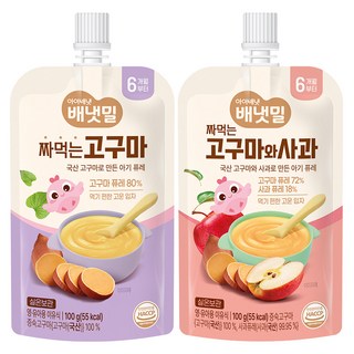 아이배냇 배냇밀 짜먹는 이유식 고구마맛 100g + 고구마와사과 100g, 1세트