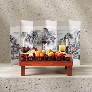 morningscent 미니어처 정성 제사상 + 병풍 세트 조각상 혼합색상 상품 이미지