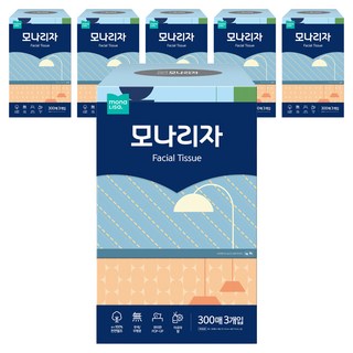 모나리자 천연펄프 미용티슈 2겹, 300매, 6개