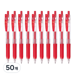 제브라 사라사클립 중성펜 JJB15 0.7mm, 적색, 50개