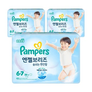 팸퍼스 2025 엔젤브리즈 썸머 팬티형 기저귀 유아용, 6단계, 108매