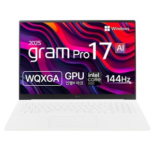 LG전자 2025 그램 Pro 17 코어Ultra5 애로우레이크, 에센스화이트, 256GB, 16GB, WIN11 Home, 17Z90TP-GA5CK