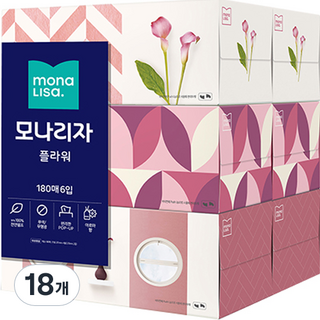 모나리자 플라워 미용 갑티슈 2겹, 180매, 18개