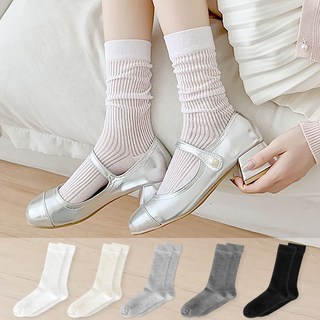 삭스판다 여성용 시스루 골지 양말 5켤레