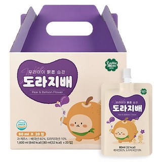 룰루맘 도라지배 선물박스, 배 + 도라지 혼합맛, 80ml, 20개