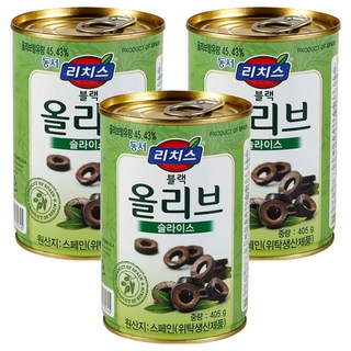 동서 리치스 슬라이스 블랙 올리브, 405g, 3개
