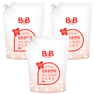 비앤비 유아 비자극 섬유유연제 자스민앤로즈향 리필형, 1.5L, 3개