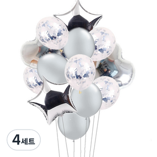 파티복닷컴 풍선모음 14p 파티세트, 실버, 4세트