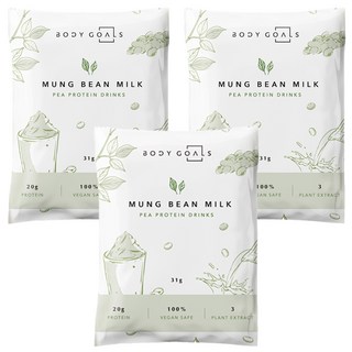 Body Goals 豌豆蛋白飲 綠豆沙,31g,3包-植物蛋白,純素,低糖