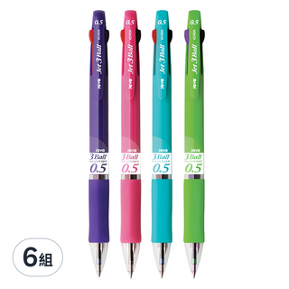爪哇筆 Jet 3 Ball 0.5mm 多色原子筆, 紫色、粉色、薄荷色、黃綠色, 6組