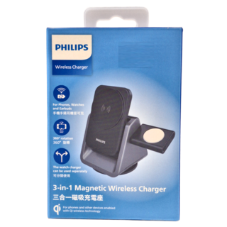 PHILIPS 飛利浦 黑金剛三合一磁吸充電座 原廠保固, DLK3540Q, 1個