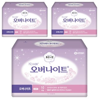 좋은느낌 코텍스 생리대 일반형, 오버나이트, 10개입, 3개
