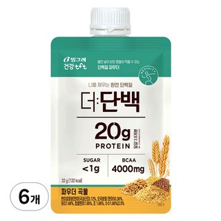 빙그레 더단백 파우더 곡물 다이어트 쉐이크, 32g, 6개