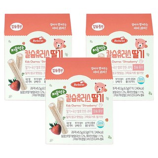 베베스트 처음먹는 칼슘 츄러스, 딸기맛, 45.5g, 3개