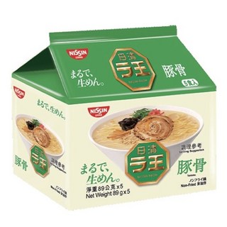 NISSIN 日清 拉王 非油炸速食麵 豚骨 89g, 5包